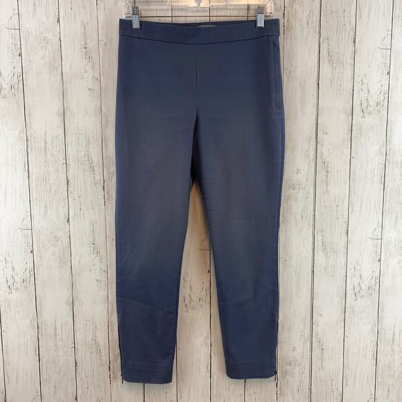 COS Blue/Gray Slim-fit Ankle Trousers with Ankle Zips Stretch Cotton Pant Size 6 - Picture 1 of 13